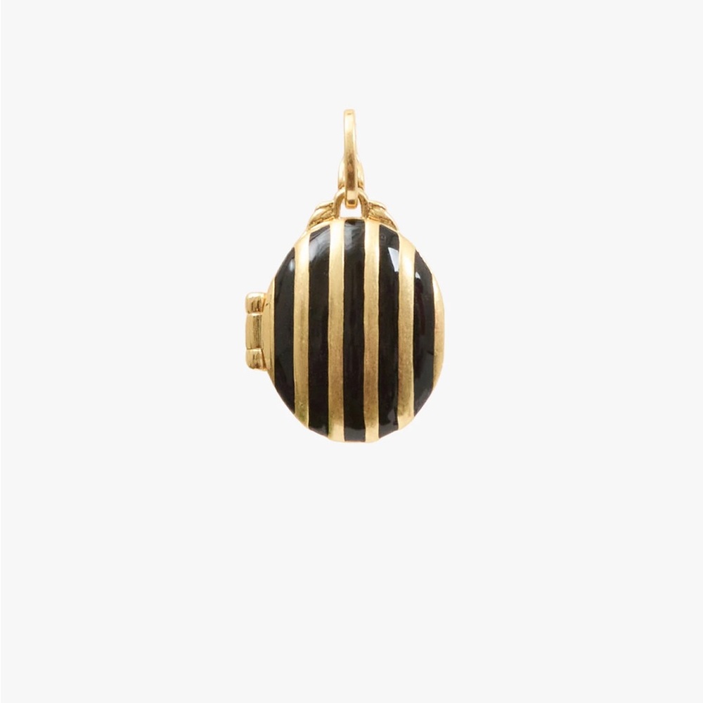 Gold and Black Striped Oval Locket Pendant